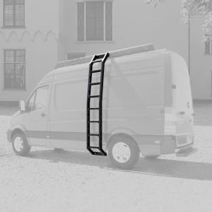 imageAluminum HeavyDuty Ladder for 2007Current MercedesBenz Sprinter High Roof Van Side Ladder Rectangular Leg with Wheel Wrap Durable ampamp NonSlip Steps BlackBlack  Rectangular Leg