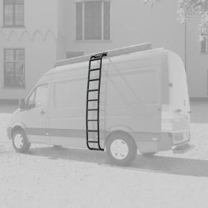 imageAluminum HeavyDuty Ladder for 2007Current MercedesBenz Sprinter High Roof Van Side Ladder Rectangular Leg with Wheel Wrap Durable ampamp NonSlip Steps BlackBlack  Round Leg
