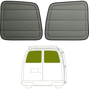 imageExtraThick Rear Door Window CoversPair for Chevy ExpressGmc Savana Van Magnetic Insulated Blackout Window Sunshade Foldable Design 4 SeasonGray  3 Season