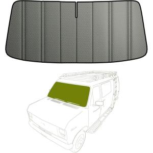 imageExtraThick Windshield Cover for Ford Econoline Insulated Blackout Foldable Windshield Sunshade Height 345quot 4 SeasonGray  4 Season