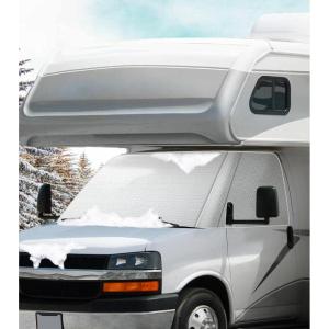 imageRV Windshield Cover for Chevy Motorhome 20012020 Thick Oxford Front Window Sunshade Class C RV Windshield Cover for Ice ampamp Snow Gray with Mirror CutoutsGray  Oxford