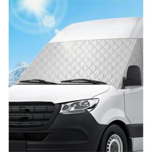 imageWindshield Cover for Mercedes Sprinter 2007current Thick Oxford Front Window Sunshade Exterior Windshield Cover for Ice ampamp Snow Gray with Mirror CutoutsPolyester